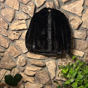 Vintage Simulated mink and real leather fur coat